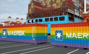 Maersk rainbow container arrives in India