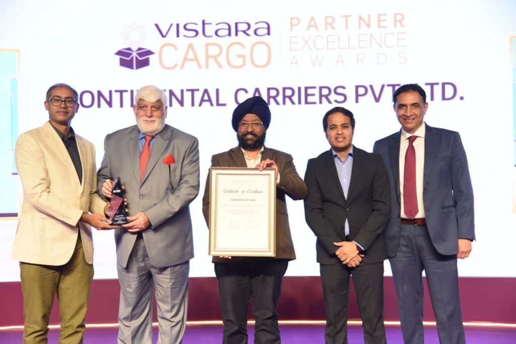 Tata-SIA Recognises Continental Carriers for Its Contribution to Vistara Cargo