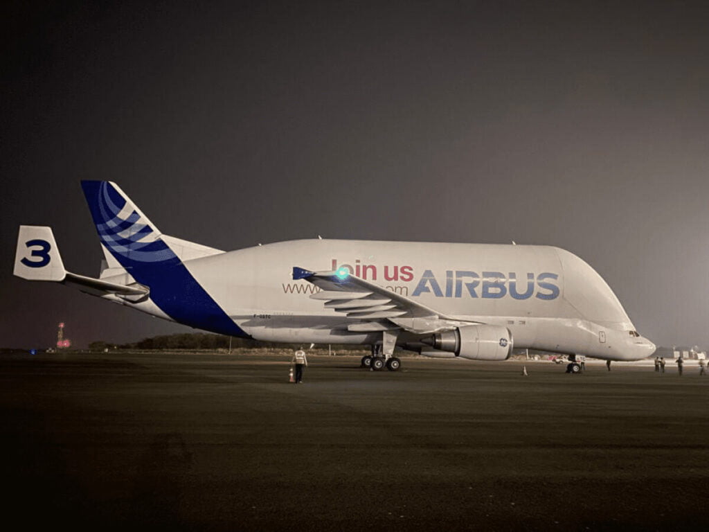 Airbus Beluga lands at Hyderabad airport