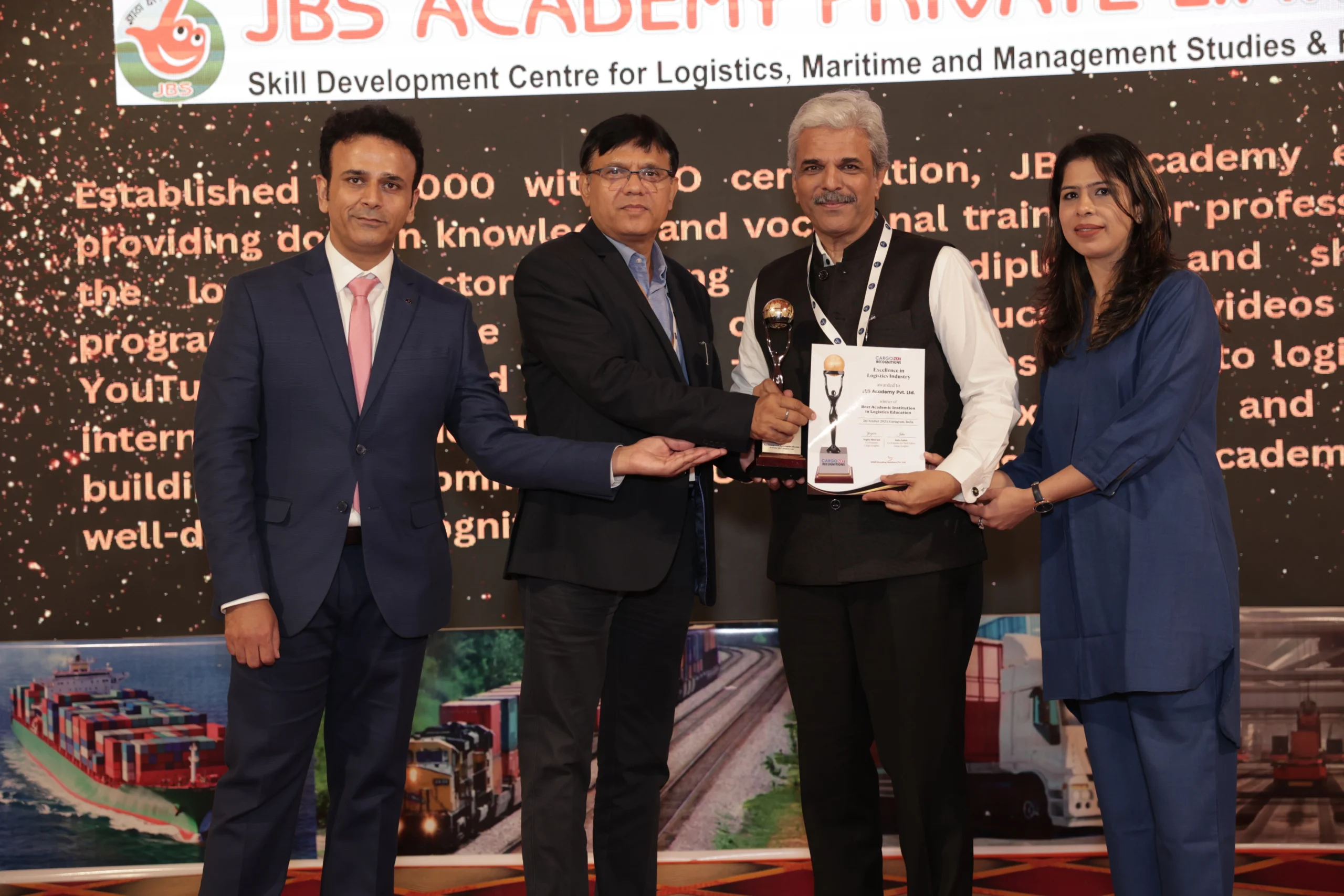 CargoNXT Recognitions honour JBS Academy as Best Academic Institution in Logistics Education