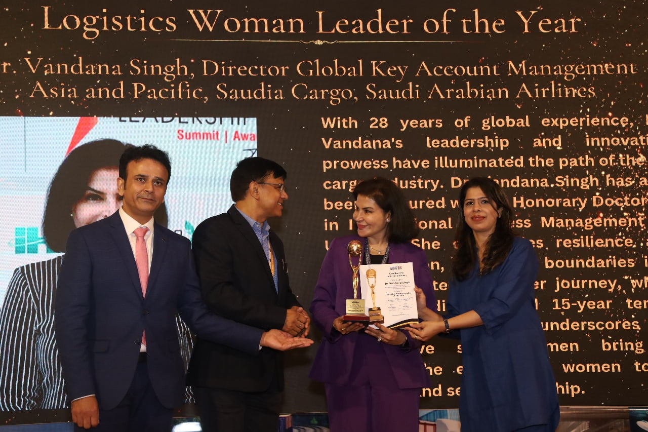 Logistics Woman Leader of the Yearawarded to Dr Vandana Singh at CargoNXT Recognitions