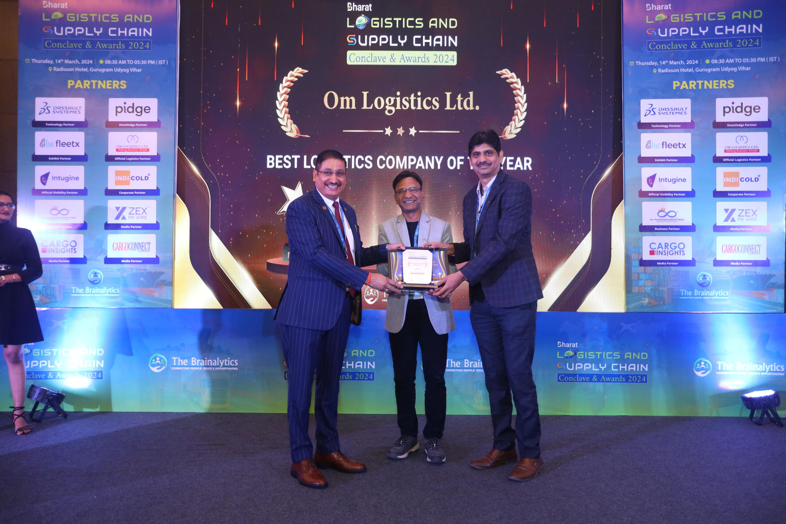 OM Logistics with over three decades of industry expertise clinched the esteemed Best Logistics Company of the Year Award at the recent Bharat Logistics  Supply Chain Conclave  Awards 2024 The gala event held on March 14 2024 at the Radisson Blu Hotel in Gurgaon brought together eminent supply chain professionals and logistics leaders for insightful discussions on industry trends and innovations Following enriching panel discussions the award ceremony organised by Ekta C Dube Co-founder and Director at The Brainalytics honored deserving logistics professionals and companies for their outstanding contributions Dr Pushpendra Pratap Singh Country Head of Asia Shipping graced the occasion as the Chief Guest and presented the awards The award was recieved by Paniraj Murthy Vice President - Operations and Dr Kamal Gupta Head of Operations OM Logistics OM Logistics continues to redefine industry standards with its commitment to excellence and innovation With a core philosophy of Making Business Simple OM Logistics offers state-of-the-art infrastructure and unparalleled services tailored to meet the diverse needs of its stakeholders OM Logistics receives prestigious Best Logistics Company of the Year award