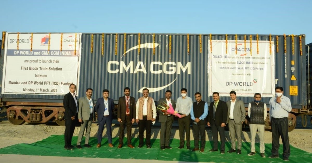 CONCOR ICD/DDL (Ludhiana) flags off CMA CGM’s first block train to Mundra