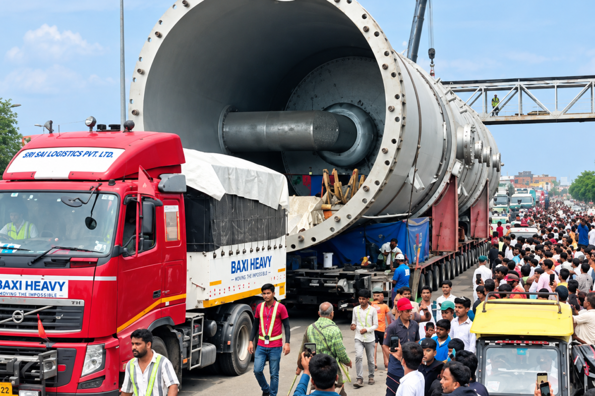 308-Wheel Truck Carrying 200-Tonne Vessel Rolls Into UP